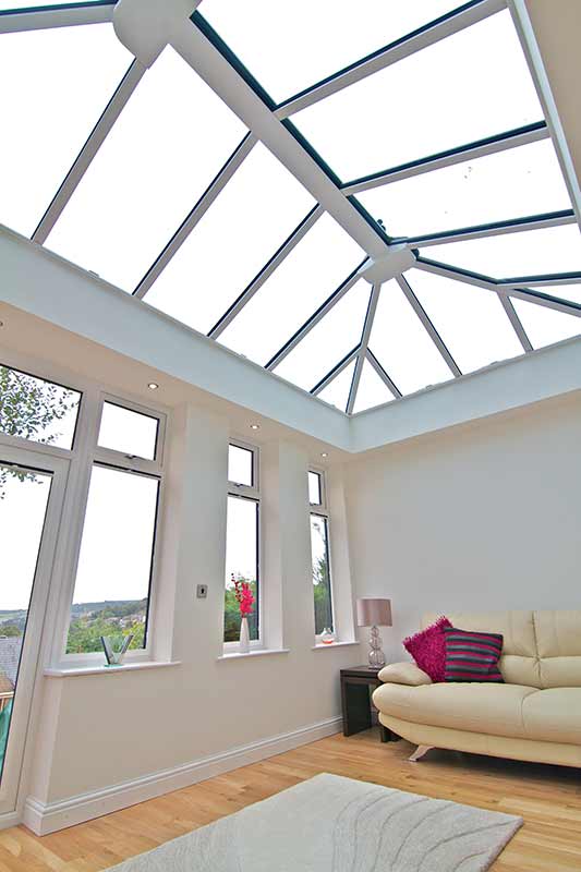 Glass roof for conservatory